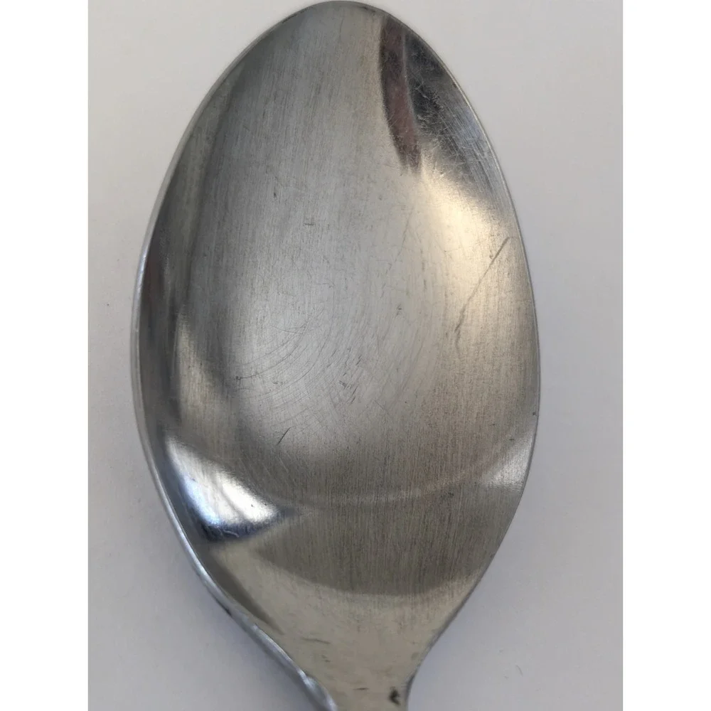 United Silver 2 Soup Spoons CASSANDRA Stainless MCM Floral Flower Japan Vintage
